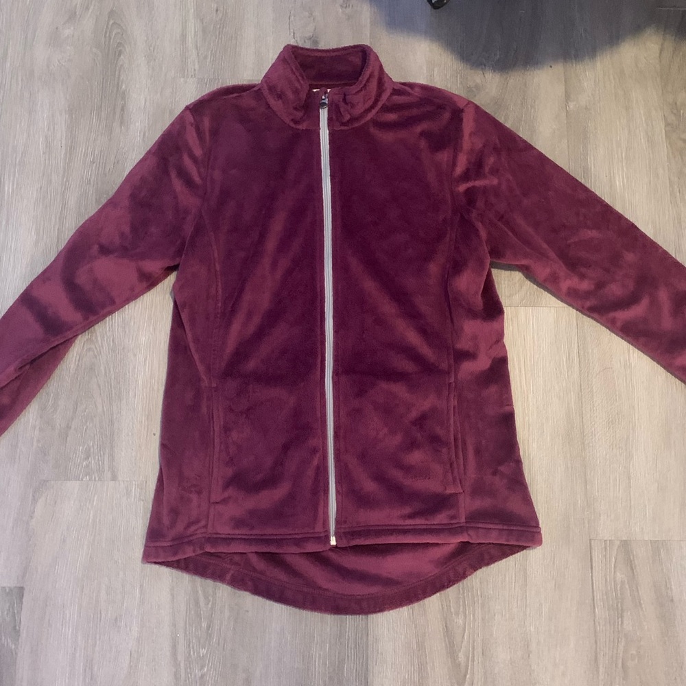 violet fuzzy magellan zip-up jacket